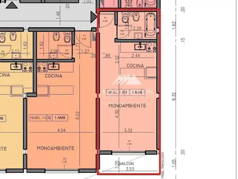 Departamento Monoambiente con 1 baño