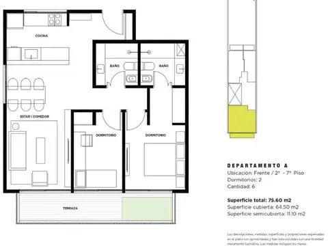 Departamento en Venta de 3 ambientes