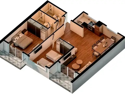 Departamento 2 ambientes con 1 baño