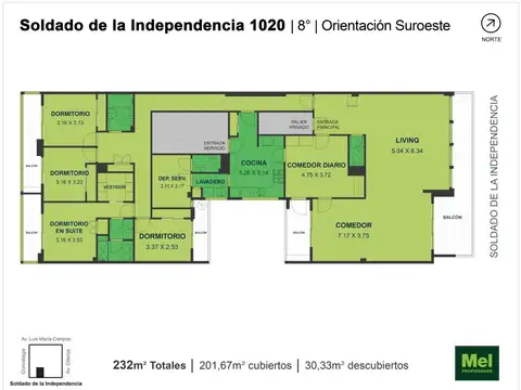 Soldado De La Independencia 1000, Piso 8