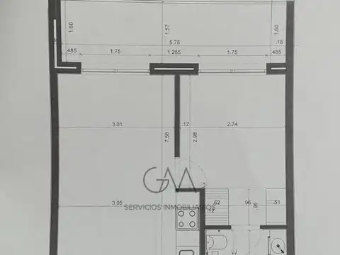 Departamento 2 ambientes con 1 baño