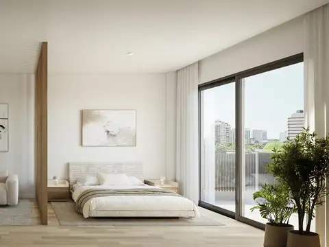 Departamento monoambiente al frente con balcón en Nuñez