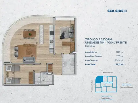 VENTA Apartamento POCITOS 2 dormitorios con balcón
