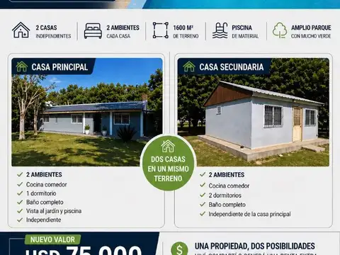 Venta 2 Casas Quinta 2 Amb. + 3 Amb.Francisco Alvarez Moreno