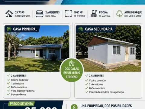 Venta Casa Quinta 2 Ambientes+Casa 3 ambientes Francisco Alv