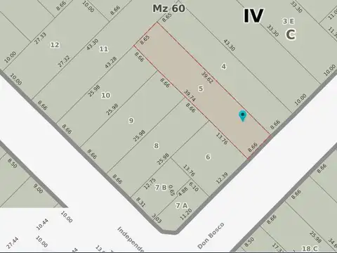 Terreno en Venta 8  mts Frente