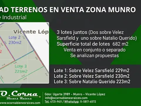 3 Lotes en venta Munro - Juntos o separados