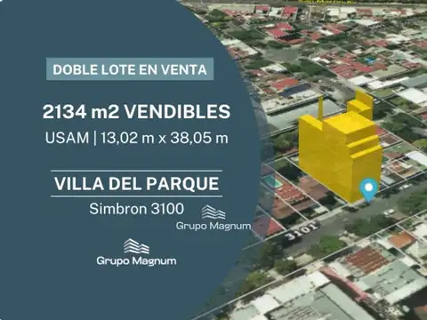 Venta Doble Lote USAM de 13 x 38 en Villa del Parque