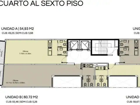 Oficina con renta Palermo Chico 61m2 fte