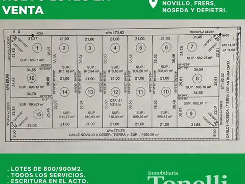 LOTES DE 800 Y 900 MTS2 TODOS LOS SERVICIOS