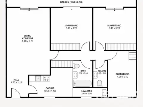 Departamento en venta de 3 dormitorios en Barrio Norte