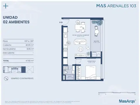 Departamento en Venta de 1 dormitorio