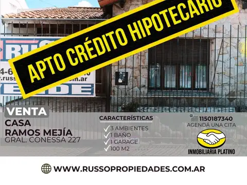 Venta Casa 3 Ambientes Ramos Mejia