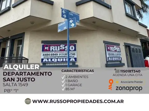 Alquiler Departamento 2 Ambientes - San Justo