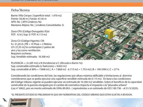 Terreno en Villa Crespo