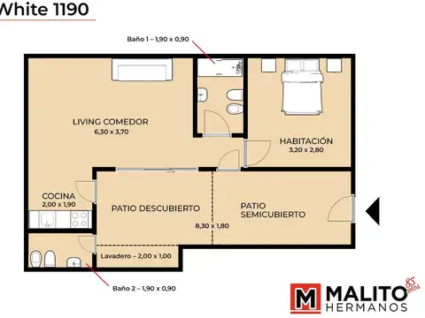 Depto Tipo Casa en Venta de 1 dormitorio