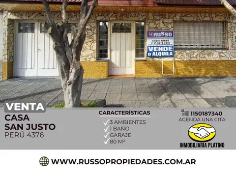 Venta Casa 3 Ambientes San Justo