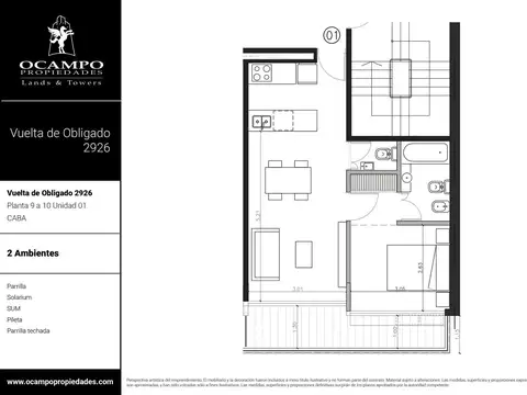 Departamento 2 Ambientes con Balcón | Baño en Suite   Toilette