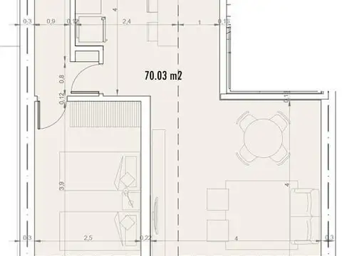Departamento 3 ambientes con 1 baño