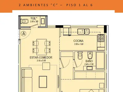 Departamento en Venta en Constitucion, USD 86.900