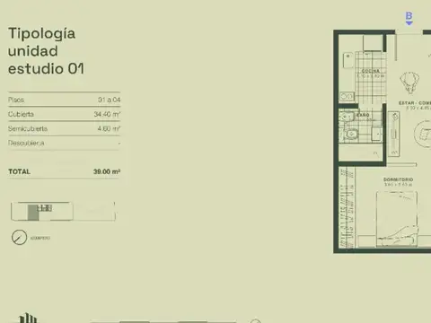 Departamento en Venta de 2 ambientes