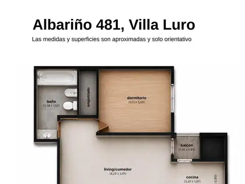Depto Tipo Casa 2 ambientes con 1 baño
