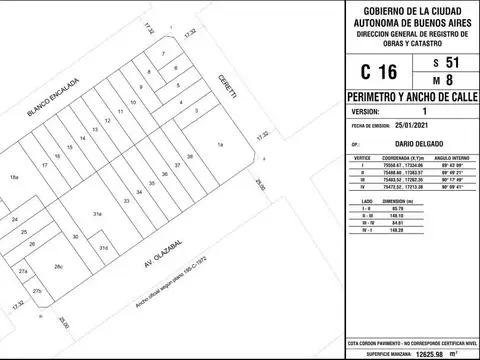 Terreno en Venta 17,32  mts Frente
