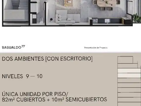 Departamento Monoambiente con 1 baño