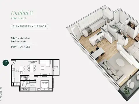 Departamento en Venta de 1 dormitorio