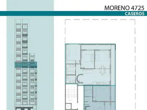 Departamento 2 ambientes 8° E, Moreno 4725- Caseros