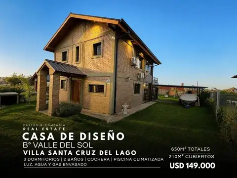 Casa De Diseño En Venta 3 Dormitorios Y Pileta Climatizada Valle Del Sol – Villa Santa Cruz Del Lago