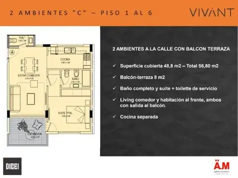 Departamento en Venta de 2 dormitorios