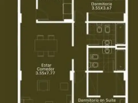 Departamento 3 ambientes con 2 baños