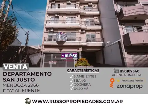 Venta de departamento 3 ambientes San Justo
