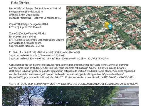 Terreno en Villa del Parque