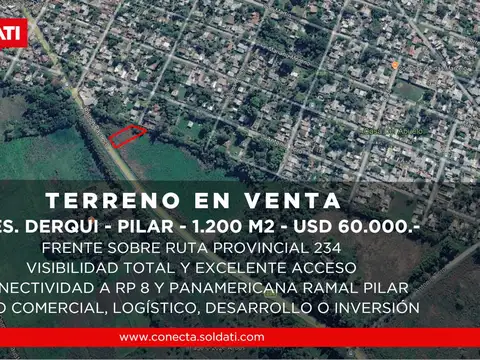 Terreno de 1200 m2 sobre Ruta 234 en Presidente Derqui Venta