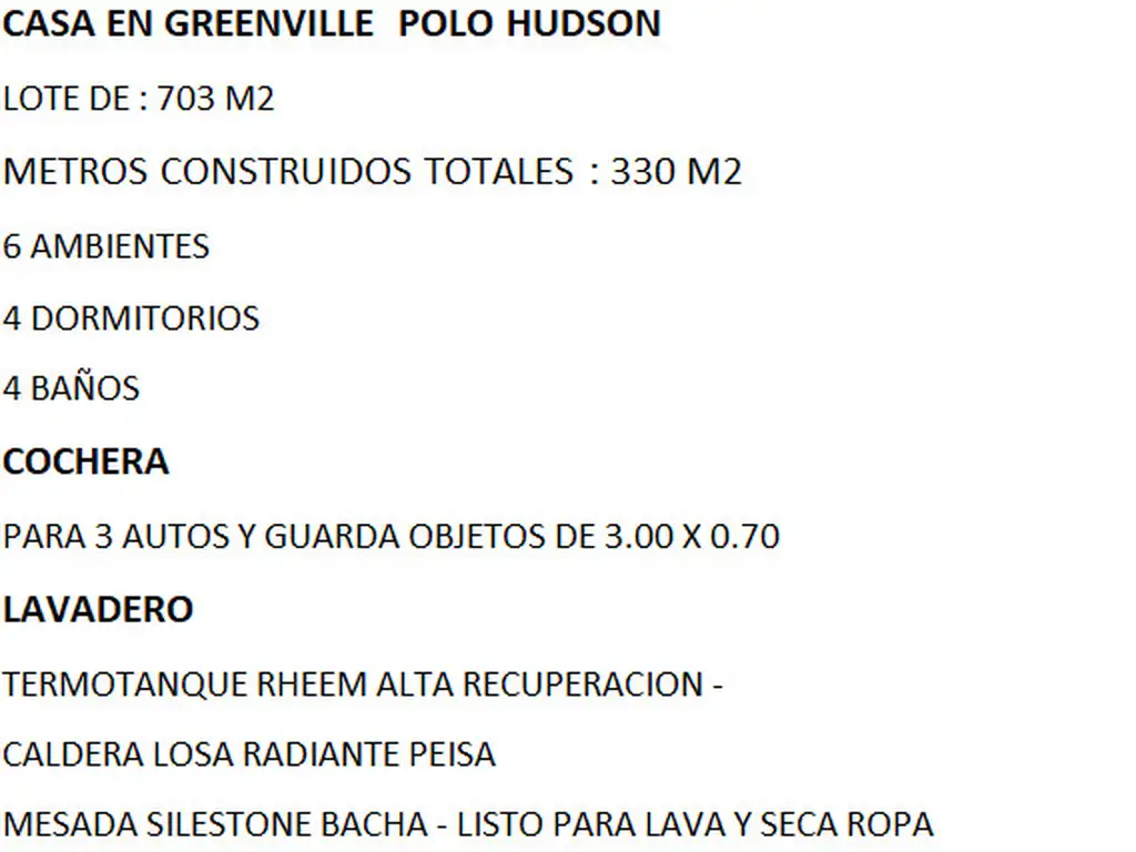 Casa en Venta - USD 680.000