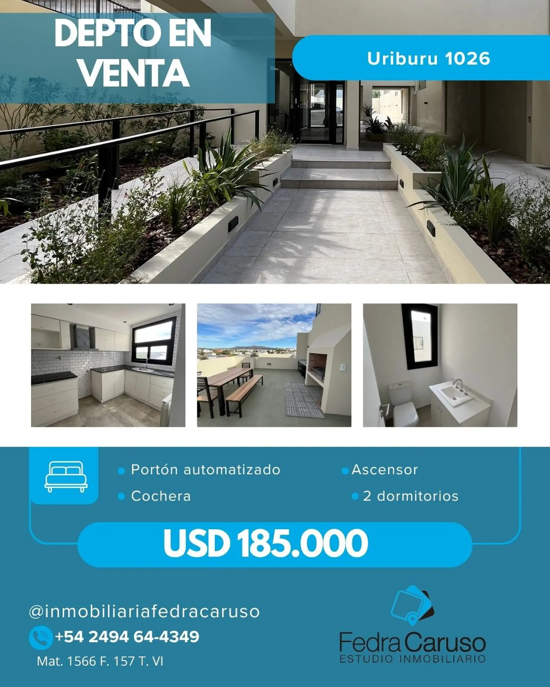 Depto a estrenar 2 dorm 86m² con cochera y terraza con parrilla — Uriburu