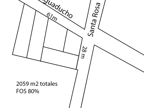 5 lotes Unidos Vendo en ALBERDI - 2059 m2 total ! - calle SAnta Rosa - mismo dueño