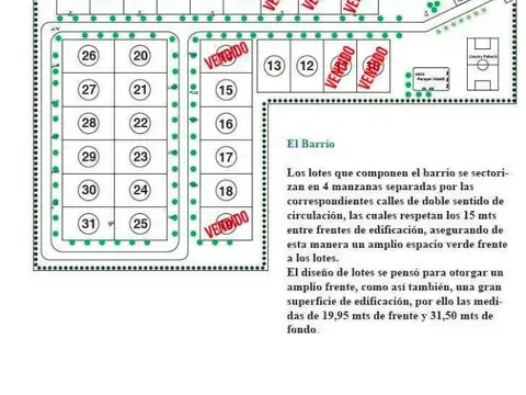 Terreno en Venta 31,50  mts Fondo