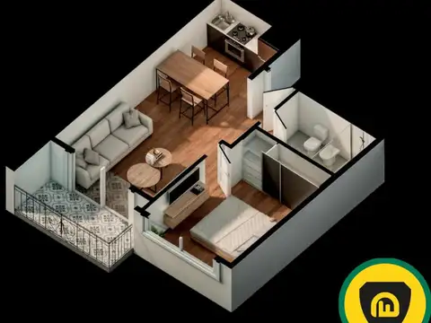 Departamento en Venta de 1 dormitorio
