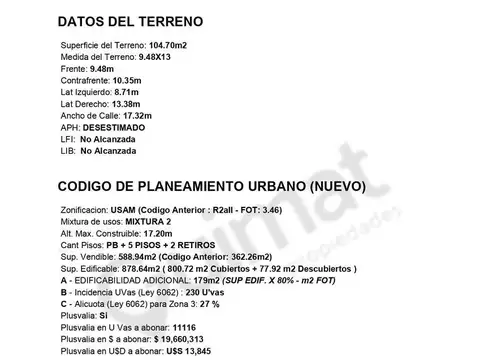 Terreno en Venta de 104,0 m2