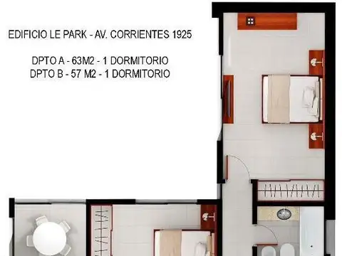Departamento 2 ambientes con 1 baño