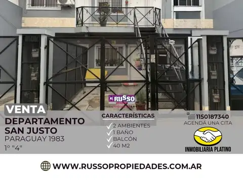 Venta Departamento 2 Ambientes San Justo