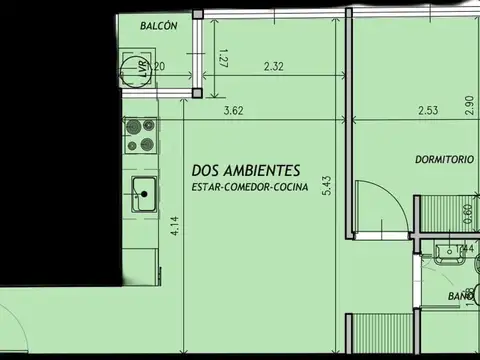 Departamento en Venta de 1 dormitorio