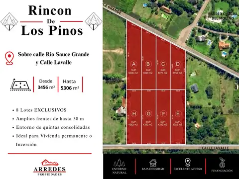 Pre- Venta • Lotes de 4382m2 • Financiación • Los Pinos • Exaltación de la Cruz