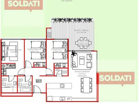 Departamento en Venta de 4 ambientes
