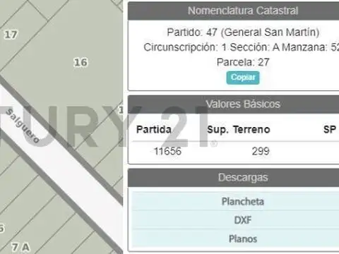 VENTA TERRENO IDEAL CONSTRUCTOR GRAL SAN MARTIN