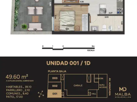 Departamento en Venta de 2 ambientes