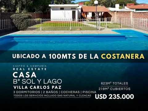 Exclusiva Casa En Venta 3 Dormitorios Con Pileta en Barrio Sol Y Lago - Villa Carlos Paz